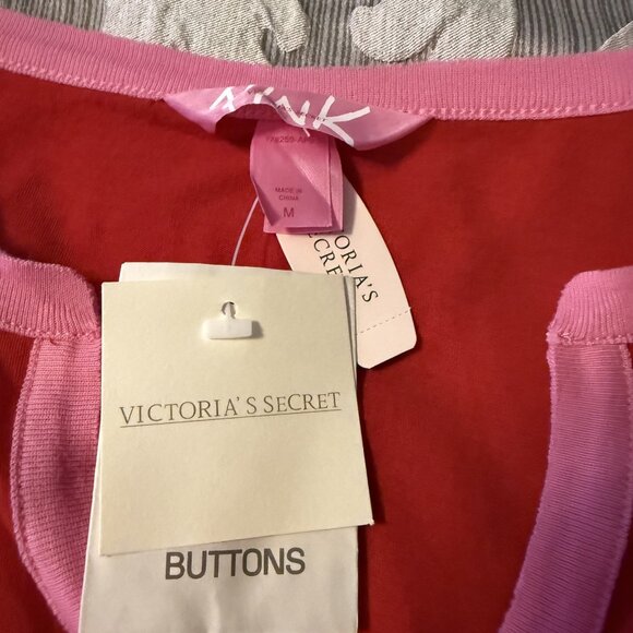 Rare Y2K Vintage Victorias Secret PINK PJ Pajama Set Henley Top Pants Cotton NEW - Picture 5 of 10